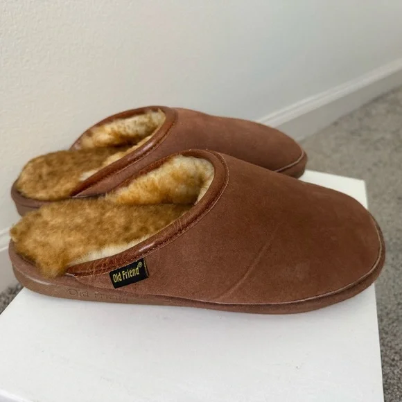 Old Friend Men’s Wide Sheepskin-lined Scuff Slipper Leather Size 9-10 - Picture 8 of 12